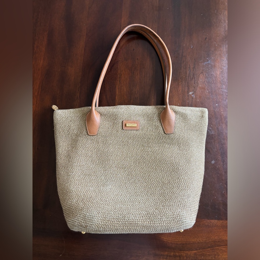 Eric Javits Woven raffia Leather Handled Tote